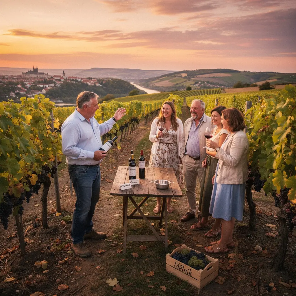Skupina turistů obdivuje krásu přírodní rezervace na horské stezce.